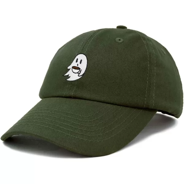 DALIX Spooke-a-Latte Ghost Cap Embroidered Coffee Cotton Baseball Hat Mens Womens