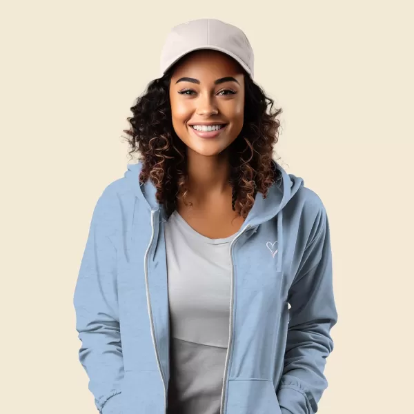 DALIX Heart Embroidered Fleece Zip Washed Hoodie Cold Fall Winter Women