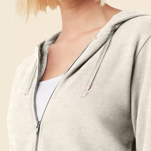 DALIX Heart Embroidered Fleece Zip Washed Hoodie Cold Fall Winter Women
