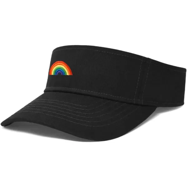 DALIX Rainbow Embroidered Visor Hat Adjustable Cotton Men Women Classic