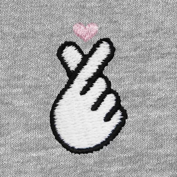 DALIX Snap Heart Embroidered Fleece Relaxed Boxy Fit Long Sleeve Crewneck Sweatshirt Womens