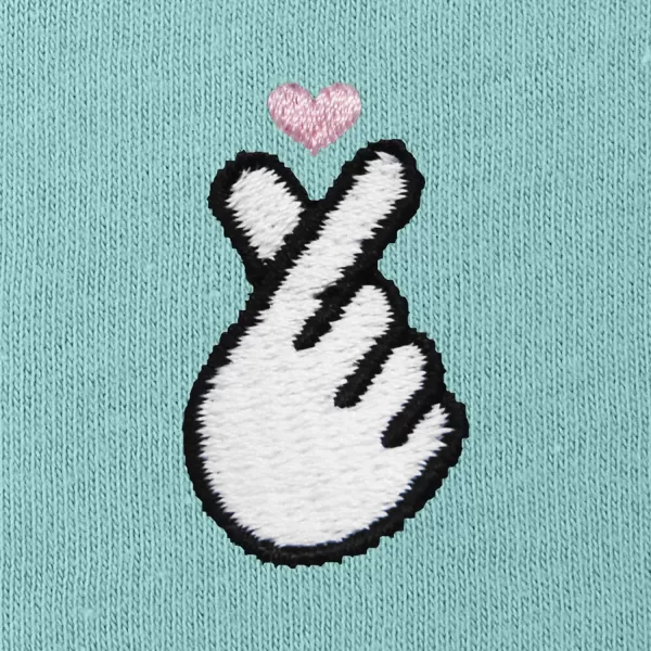 DALIX Snap Heart Embroidered Fleece Relaxed Boxy Fit Long Sleeve Crewneck Sweatshirt Womens