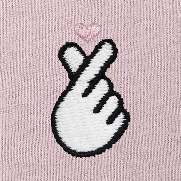 DALIX Snap Heart Embroidered Fleece Relaxed Boxy Fit Long Sleeve Crewneck Sweatshirt Womens