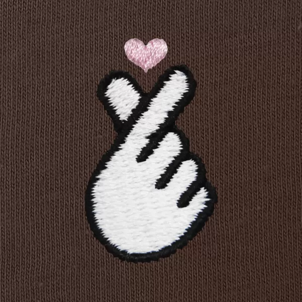 DALIX Snap Heart Embroidered Fleece Relaxed Boxy Fit Long Sleeve Crewneck Sweatshirt Womens