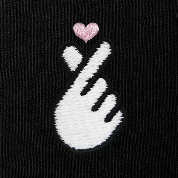 DALIX Snap Heart Embroidered Fleece Relaxed Boxy Fit Long Sleeve Crewneck Sweatshirt Womens