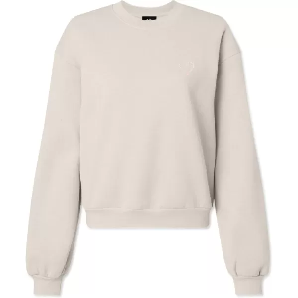 DALIX Heart Embroidered Fleece Relaxed Boxy Fit Long Sleeve Crewneck Sweatshirt Womens