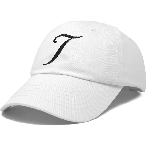 DALIX Initial Hat Letter T Womens Baseball Cap Monogram Cursive Embroider
