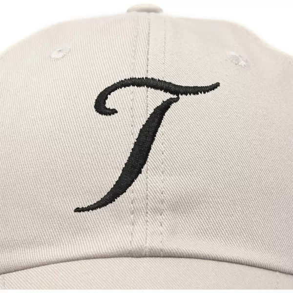 DALIX Initial Hat Letter T Womens Baseball Cap Monogram Cursive Embroider