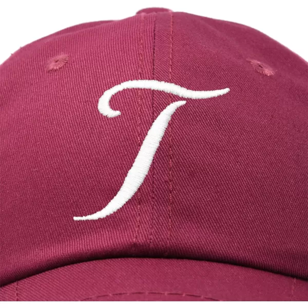 DALIX Initial Hat Letter T Womens Baseball Cap Monogram Cursive Embroider