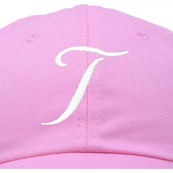 DALIX Initial Hat Letter T Womens Baseball Cap Monogram Cursive Embroider
