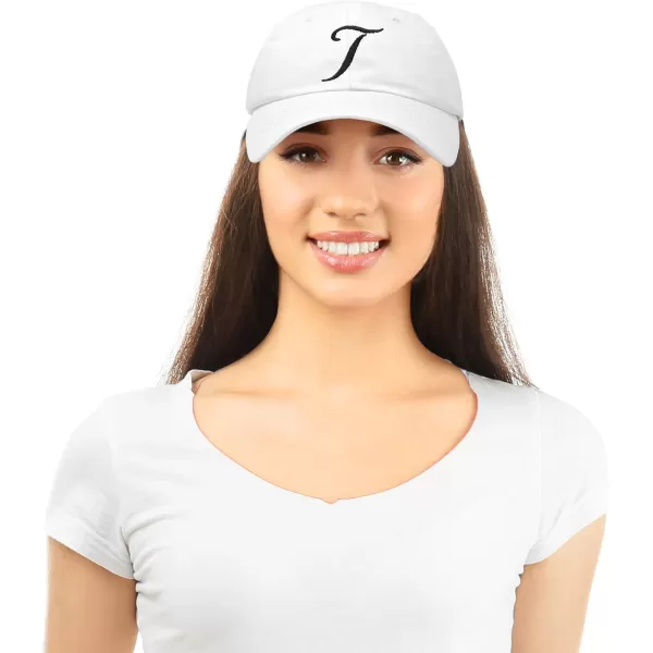 DALIX Initial Hat Letter T Womens Baseball Cap Monogram Cursive Embroider