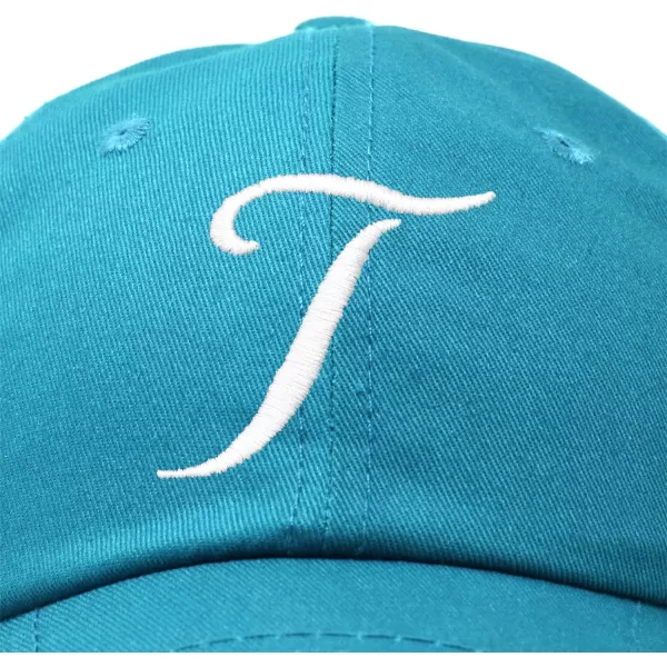 DALIX Initial Hat Letter T Womens Baseball Cap Monogram Cursive Embroider