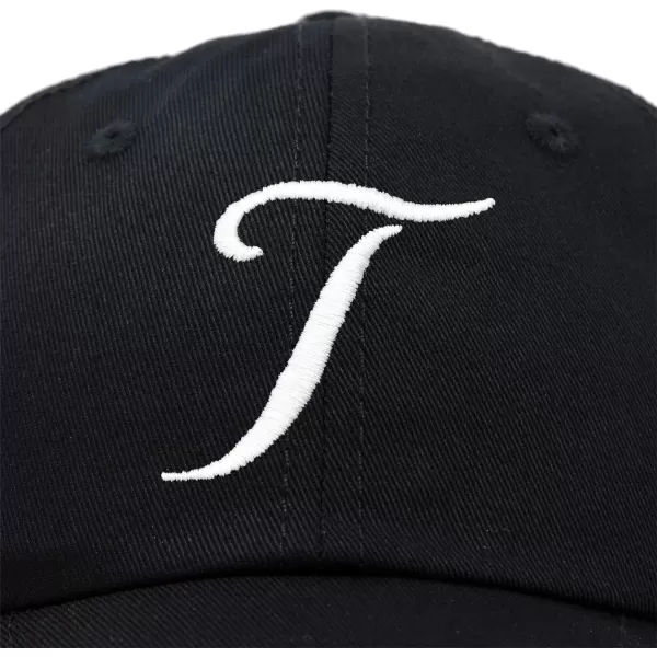 DALIX Initial Hat Letter T Womens Baseball Cap Monogram Cursive Embroider