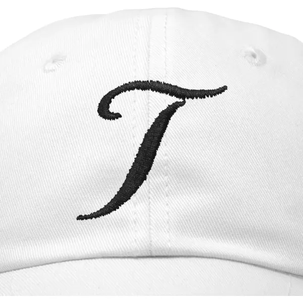 DALIX Initial Hat Letter T Womens Baseball Cap Monogram Cursive Embroider