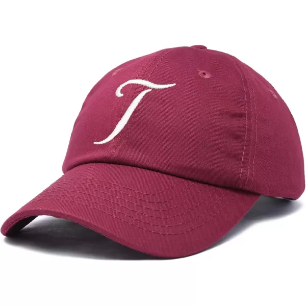 DALIX Initial Hat Letter T Womens Baseball Cap Monogram Cursive Embroider