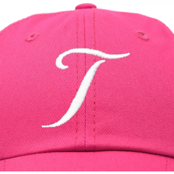 DALIX Initial Hat Letter T Womens Baseball Cap Monogram Cursive Embroider