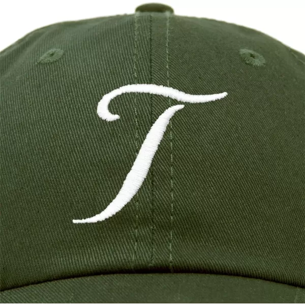 DALIX Initial Hat Letter T Womens Baseball Cap Monogram Cursive Embroider