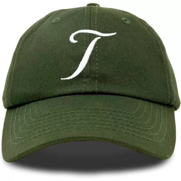 DALIX Initial Hat Letter T Womens Baseball Cap Monogram Cursive Embroider