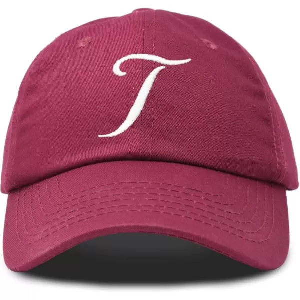 DALIX Initial Hat Letter T Womens Baseball Cap Monogram Cursive Embroider