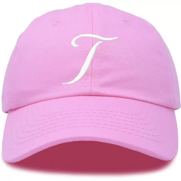 DALIX Initial Hat Letter T Womens Baseball Cap Monogram Cursive Embroider
