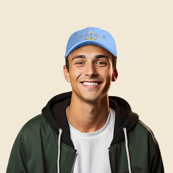DALIX Captain Embroidered Dad Cap Cotton Baseball Hat Men