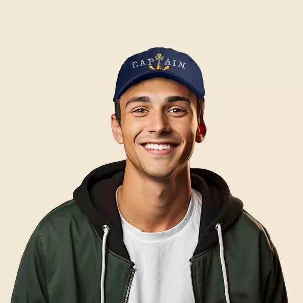 DALIX Captain Embroidered Dad Cap Cotton Baseball Hat Men