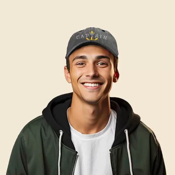 DALIX Captain Embroidered Dad Cap Cotton Baseball Hat Men