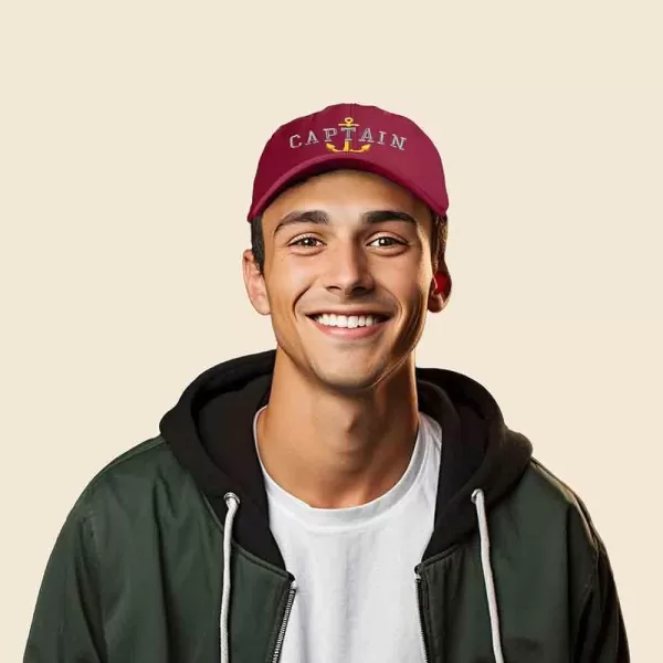 DALIX Captain Embroidered Dad Cap Cotton Baseball Hat Men