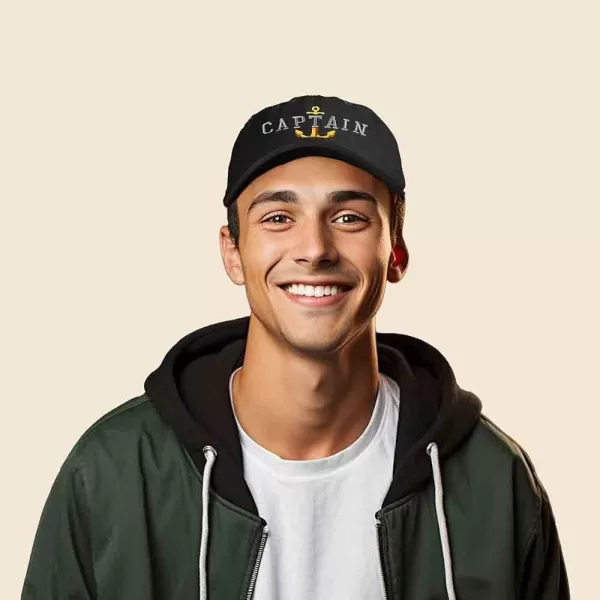 DALIX Captain Embroidered Dad Cap Cotton Baseball Hat Men