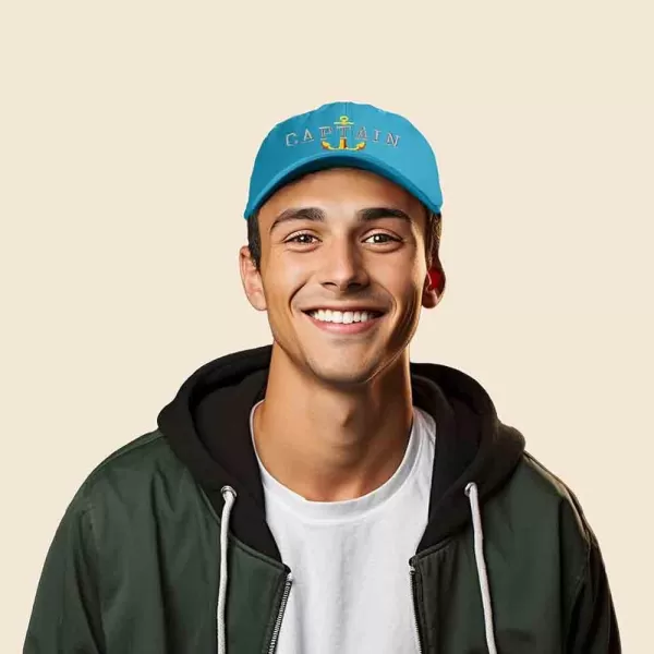 DALIX Captain Embroidered Dad Cap Cotton Baseball Hat Men