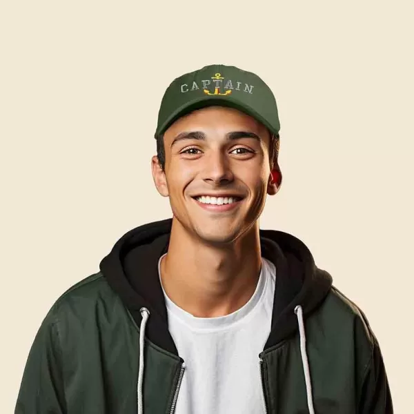 DALIX Captain Embroidered Dad Cap Cotton Baseball Hat Men
