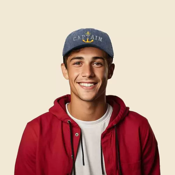 DALIX Captain Embroidered Dad Cap Cotton Baseball Hat Men