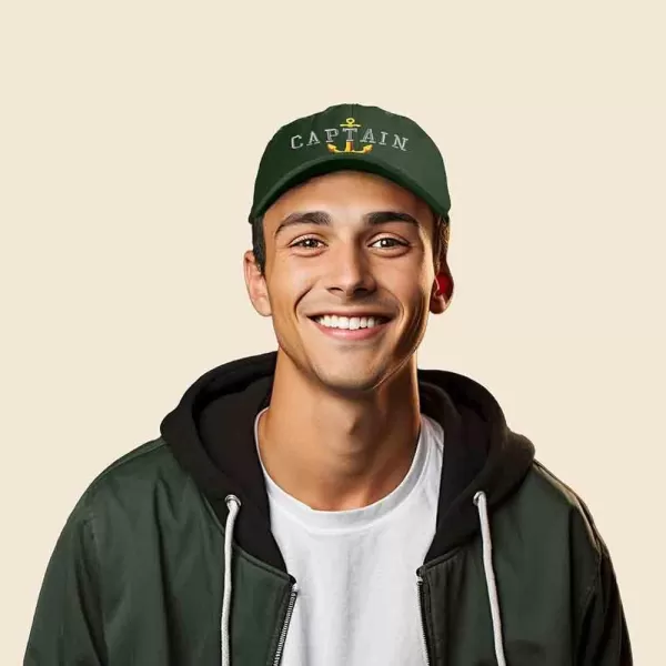 DALIX Captain Embroidered Dad Cap Cotton Baseball Hat Men