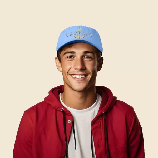 DALIX Captain Embroidered Dad Cap Cotton Baseball Hat Men