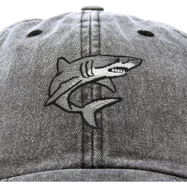 DALIX Shark Hat Embroidered Baseball Cap Great White