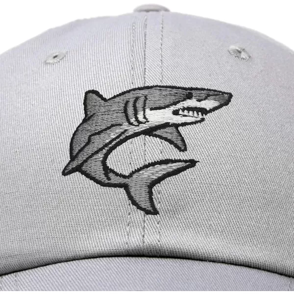 DALIX Shark Hat Embroidered Baseball Cap Great White