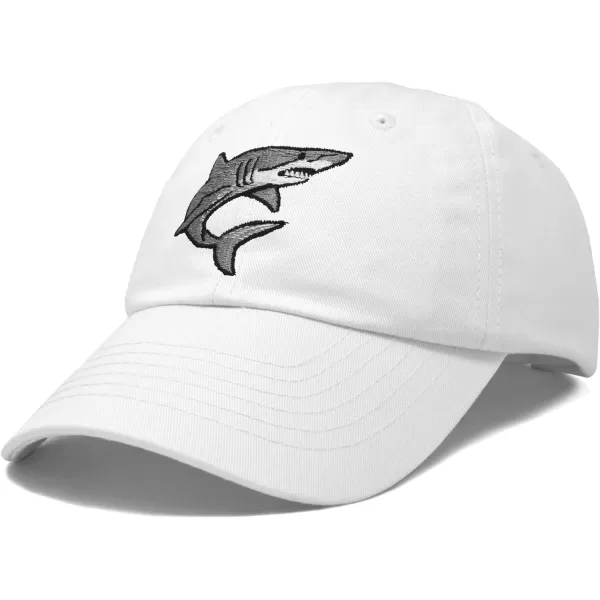 DALIX Shark Hat Embroidered Baseball Cap Great White