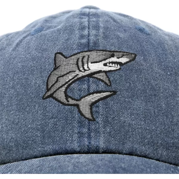 DALIX Shark Hat Embroidered Baseball Cap Great White
