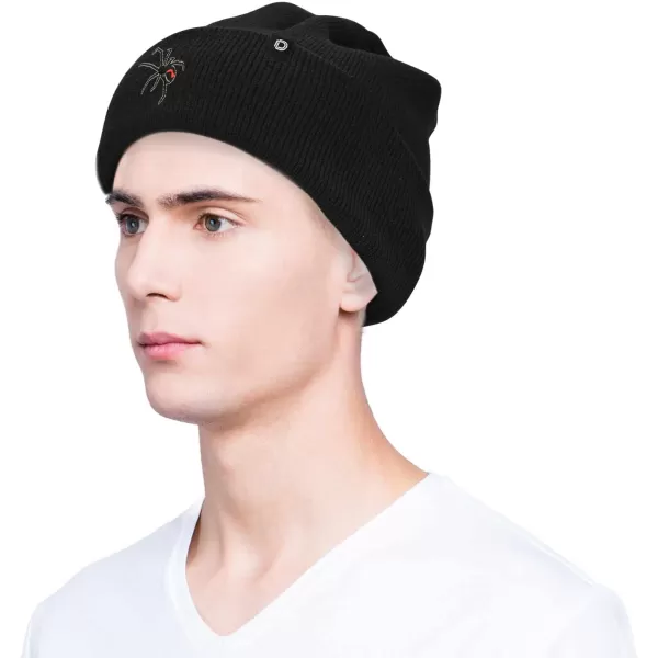 DALIX Black Widow Spider Beanie Warm Winter Cap Embroidered Hat Black