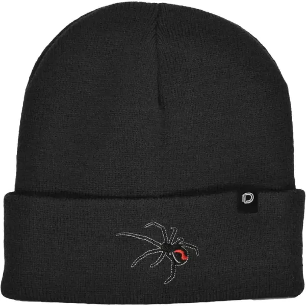 DALIX Black Widow Spider Beanie Warm Winter Cap Embroidered Hat Black