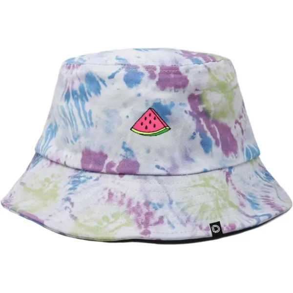 DALIX Embroidered Watermelon Tie Dye Cotton Outdoor Summer Bucket Hat in Green
