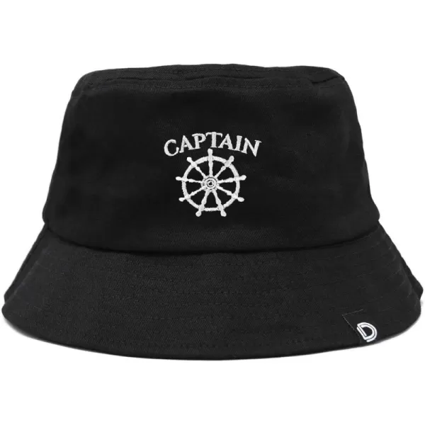 DALIX Embroidered Captain Bucket Hat Cotton Men Teens