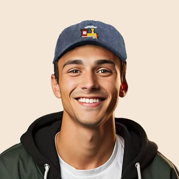 DALIX Train Embroidered Dad Cap Cotton Baseball Hat Mens