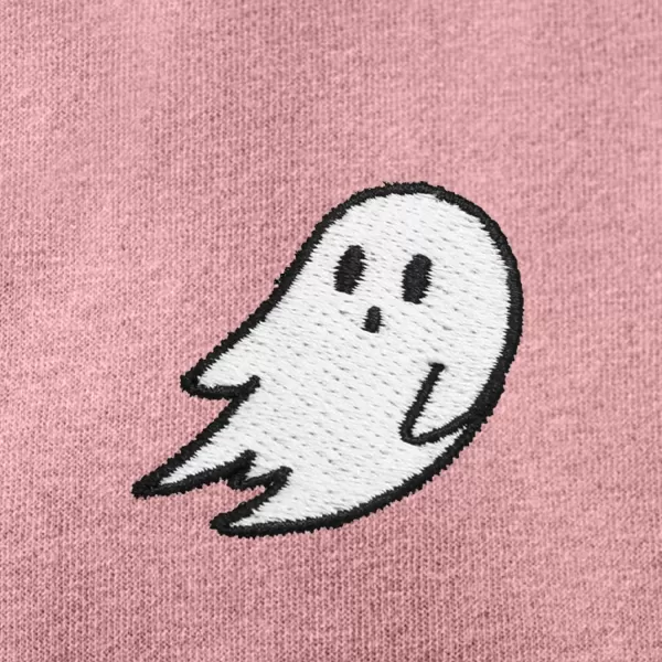 DALIX Ghost Embroidered Fleece Zip Washed Hoodie Cold Fall Winter Women