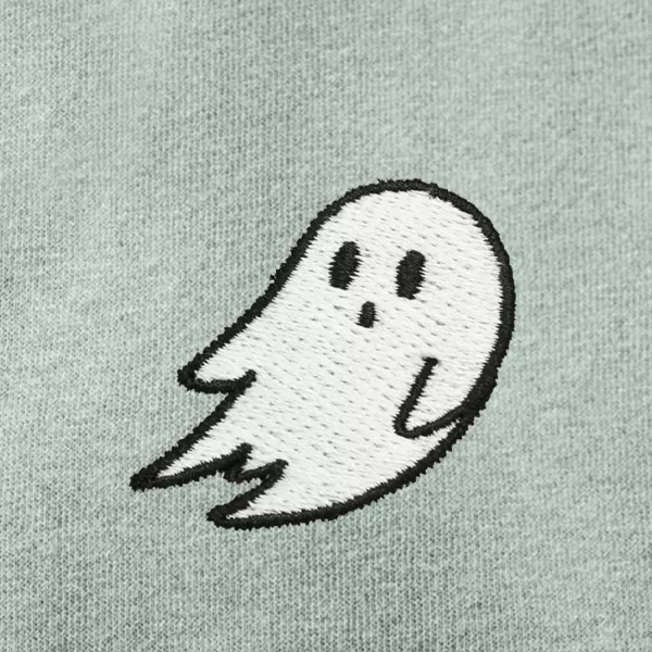 DALIX Ghost Embroidered Fleece Zip Washed Hoodie Cold Fall Winter Women