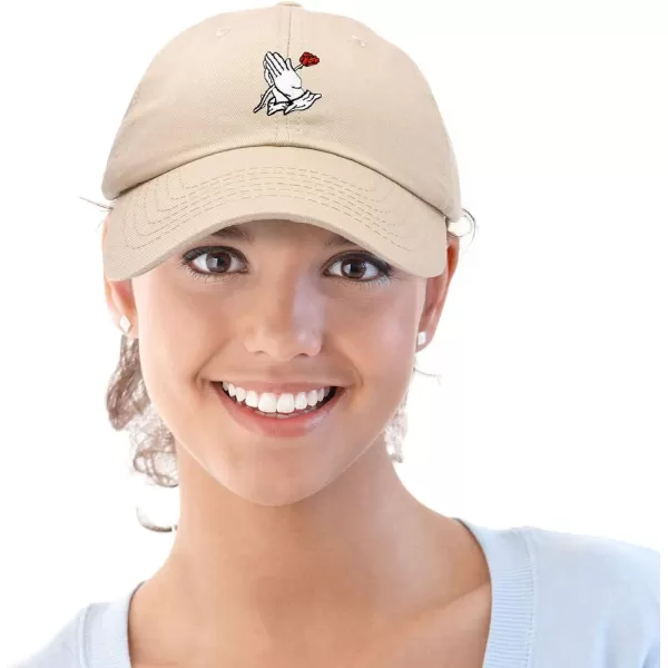 DALIX Prayer Hands Hat Baseball Cap Rose Dad Hats Black White Pink Blue Gray Tan