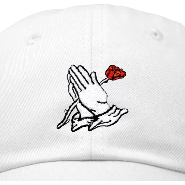 DALIX Prayer Hands Hat Baseball Cap Rose Dad Hats Black White Pink Blue Gray Tan
