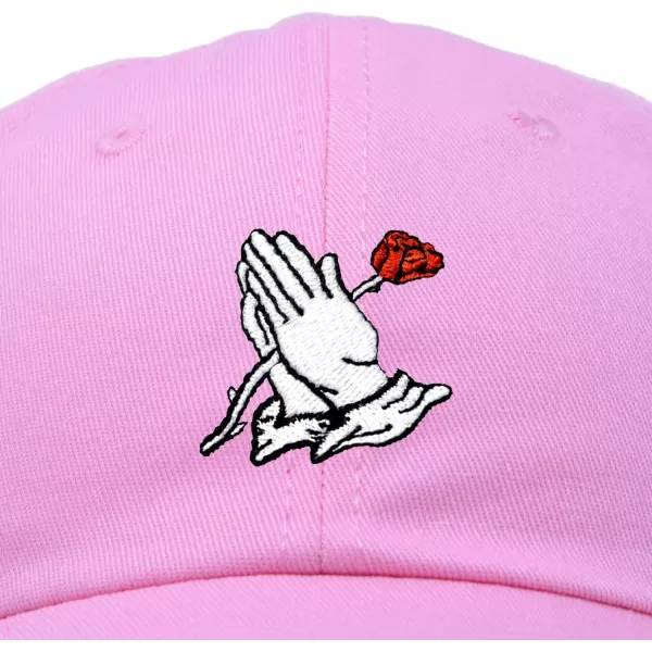 DALIX Prayer Hands Hat Baseball Cap Rose Dad Hats Black White Pink Blue Gray Tan