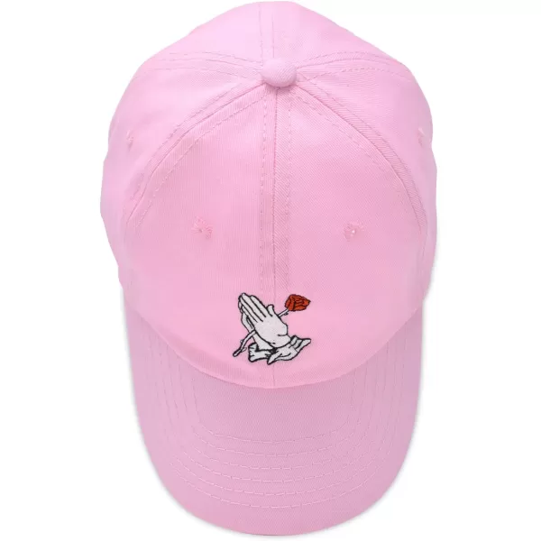 DALIX Prayer Hands Hat Baseball Cap Rose Dad Hats Black White Pink Blue Gray Tan