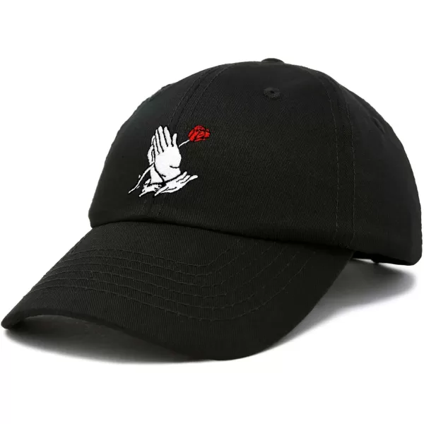 DALIX Prayer Hands Hat Baseball Cap Rose Dad Hats Black White Pink Blue Gray Tan